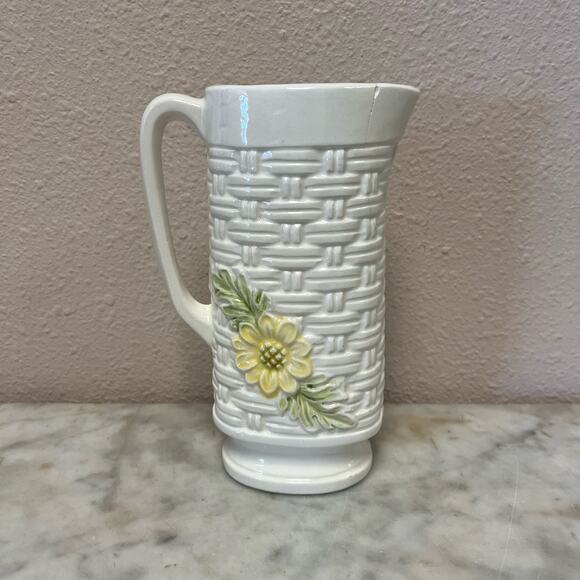 Vintage circa 1970s basketweave pitcher - Picture 4 of 9